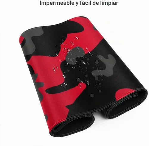 Vista 5 de Alfombrilla de mouse para juegos de camuflaje rojo y negro, grande, XL, larga, extendida, alfombrilla de mouse grande, alfombrilla de mouse
