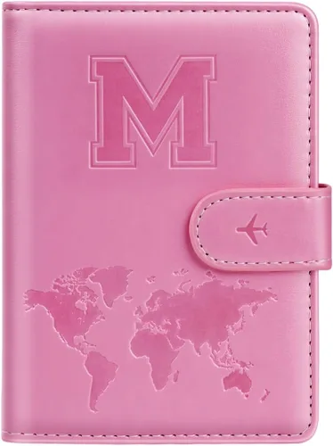 Vista 47 de Funda para Pasaporte Personalizada con Letra de la A a la Z, Billetera de Viaje con Bloqueo RFID, Funda para Pasaporte, Estuche para Pasaporte