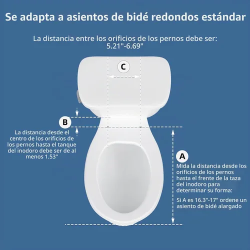 Vista 5 de Clirass - Asiento de inodoro con bidé, asiento de inodoro redondo de cierre suave, interruptor de lavado femenino/posterior de botón, control
