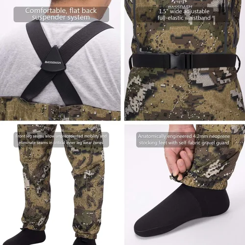 Vista 5 de BASSDASH Vadeadores transpirables ultraligeros para el pecho, pesca y caza, para hombres