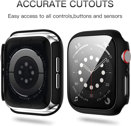 Vista 4 de Paquete de 12 fundas para Apple Watch de 38 mm Series 3/2/1 con protector de pantalla de vidrio templado, funda protectora HD para el iWatch
