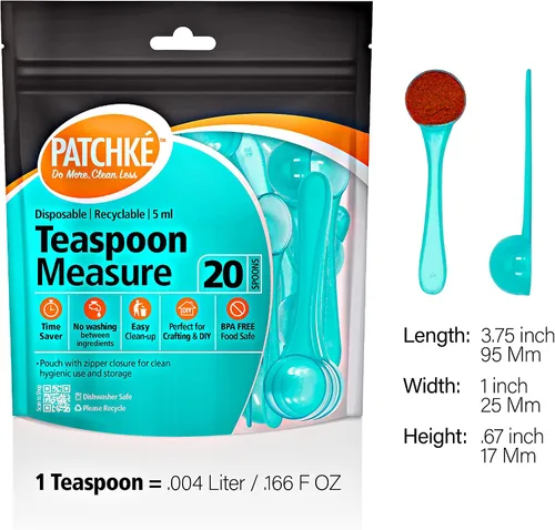 Vista 2 de Cucharas medidoras de plástico, cabe en frasco, bueno para fórmula, café, comida para mascotas, 0.2 fl oz, 1 cucharadita de medida (20)