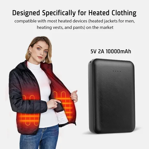 Vista 2 de Chaleco calefactable, batería externa de 10000 mAh para chaqueta calefactable, chaleco eléctrico, sudaderas con capucha para hombre y mujer