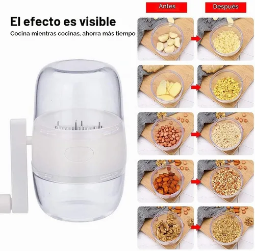 Vista 7 de Picador de tuercas, molinillo manual portátil de tuercas con manivela de mano para todas las nueces, cortador de alimentos de mano, picadora Gris