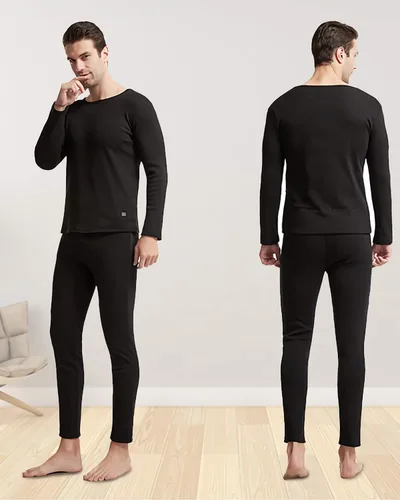 Vista 5 de Conjunto de ropa interior térmica térmica con calefacción USB, pantalones largos eléctricos de manga larga para hombre