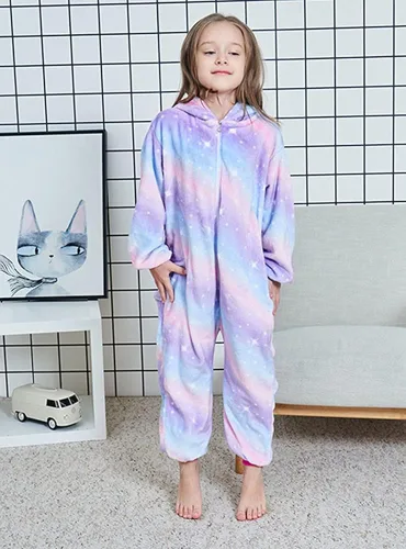 Vista 4 de Pijama unisex de unicornio de animal para niños, de una pieza, para niños, de dibujos animados, Halloween, cosplay, regalo