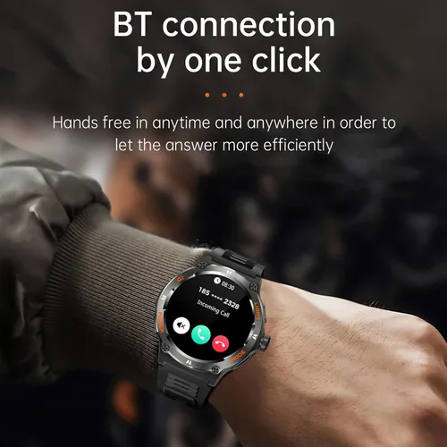 Vista 3 de Yihou Reloj inteligente con brújula y linterna, rastreador de actividad militar para Android iOS