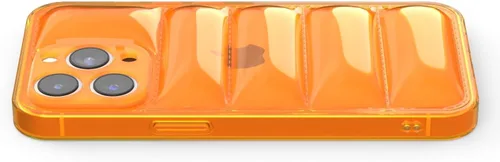 Vista 8 de FELONY CASE - Funda Puffer Naranja Neón para iPhone 12 Pro Max, Cubierta Brillante Transparente Acolchada con Parachoques a Prueba de Golpes - Funda