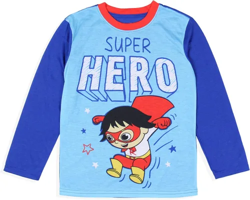 Vista 2 de Komar Kids Ryan's World Super Hero - Conjunto de pijama de manga larga para niños