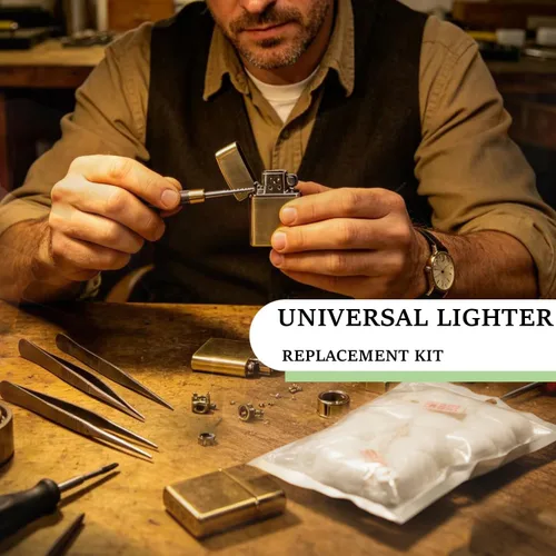 Vista 3 de Guata de algodón y fieltro y mecha para encendedor universal, kit de reparación de reemplazo de encendedor fácil de usar