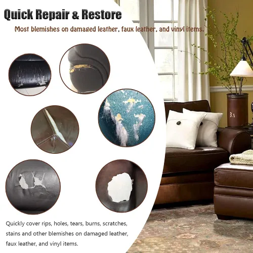 Vista 4 de Kit de cinta de reparación de cuero para camillas, 2 paquetes de adhesivo de 4 x 60 pulgadas, para sofá, muebles, sofá, cinturones de seguridad