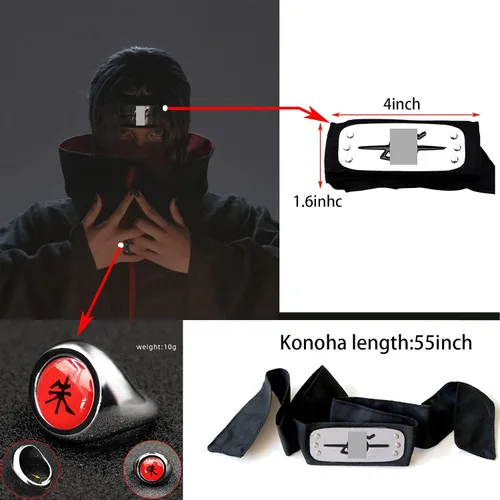 Vista 2 de Diadema de anime Ninja Cosplay Set 8 piezas para disfraz con temática de Ninja accesorios de cosplay de Halloween