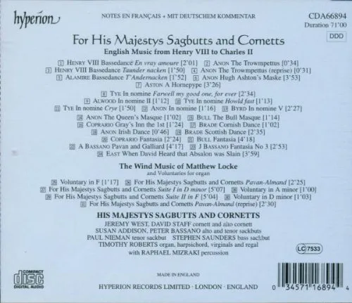 Vista 2 de For His Majestys Sagbutts and Cornetts: Música inglesa de Enrique VIII a Carlos II