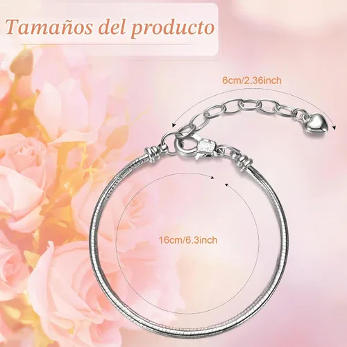Vista 3 de 27 piezas de cadena de pulsera con dije de serpiente, cadena ajustable con extensor en forma de corazón, cobre, bricolaje para mujer, fabricación