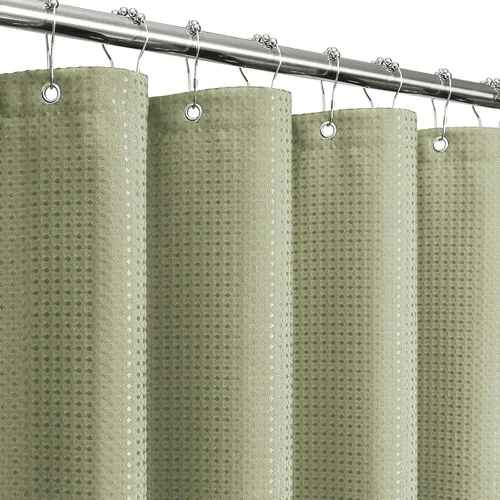 Vista 24 de Gibelle Cortina de Ducha Pequeña para Cabina 36 x 72 pulgadas, Cortina de Ducha de Tela Texturizada de Tejido Gofre Medio Estrecho para Baño, Beige