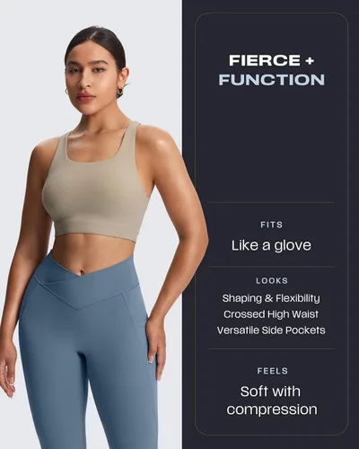 Vista 116 de Aoxjox Trinity - Pantalones de yoga de cintura alta con bolsillos para mujer, control de abdomen, cintura cruzada, leggings de entrenamiento suaves