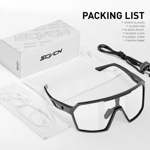 Vista 6 de SCVCN Photochromic Cycling Glasses Men Women Clear Mountain Bike Sunglasses Sports Baseball Riding MTB S327