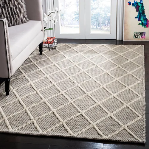 Vista 22 de SAFAVIEH Colección Natura - Alfombra decorativa de 2 x 3 pies, gris, hecha a mano de lana y viscosa, ideal para áreas de alto tráfico en entrada