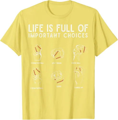 Vista 45 de Tipos de béisbol Pitches Life Choices Jugador Camiseta