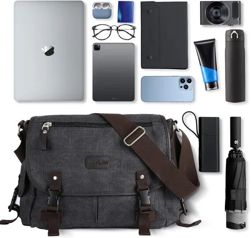 Vista 5 de Bolso de mensajero para hombre resistente al agua unisex bolsas de mensajero vintage para mujer bolsa de laptop de 14 pulgadas y 156 pulgadas