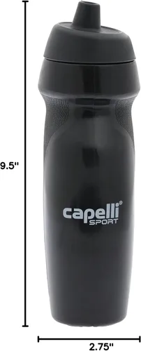 Vista 8 de Capelli Sport Botella de agua deportiva, botella de agua de plástico con boquilla fácil de abrir y paneles de agarre, color negro, 18.5 onzas