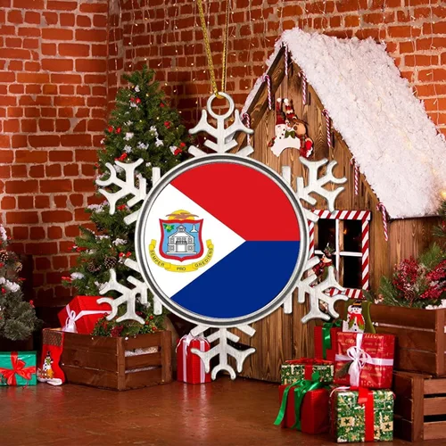Vista 5 de Bandera de San Martín, adornos decorativos para colgar, bandera nacional, silueta de San Martín, decoración del árbol de Navidad, recuerdo de metal