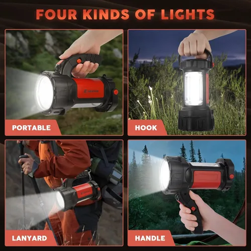 Vista 3 de AlpsWolf - Linterna de campamento recargable, pack de 2 mismas linternas LED con 800 lúmenes, alimentación por batería con capacidad de 3600, luz