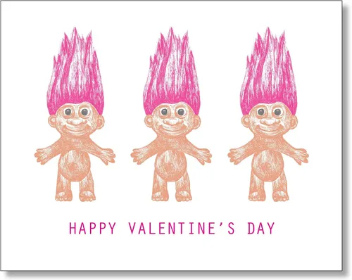 Vista 2 de Happy Valentine's Day TROLL DOLL Card