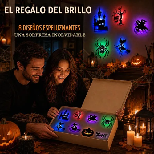 Vista 5 de 8 luces LED de pared de Halloween, decoraciones de silueta de murciélago 8 pza