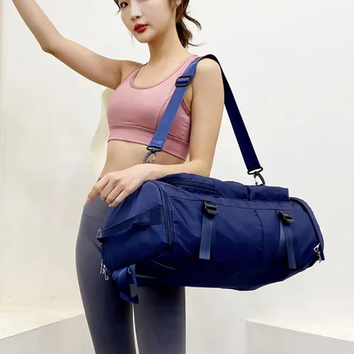 Vista 4 de Mochila deportiva para gimnasio, bolsa de viaje, bolsa de hombro, mochila casual para hombres y mujeres, Púrpura, Morado