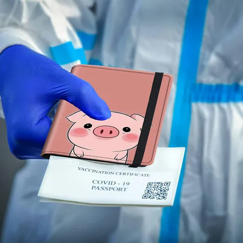 Vista 5 de Combo de portatarjetas de pasaporte y vacunación, soporte para pasaporte con ranura para tarjeta de vacunación CDC, cartera con bloqueo RFID