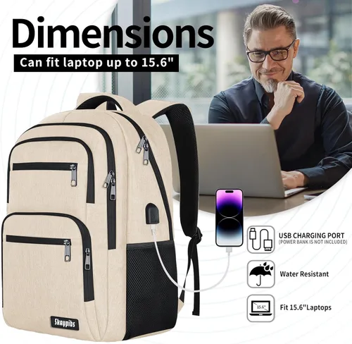 Vista 3 de Skaypibs Mochilas escolares para mujeres, mochilas escolares para niñas, niños y adolescentes, mochilas para laptop de 15.6 pulgadas con puerto