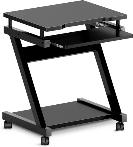 Vista 8 de sogesfurniture Escritorio para computadora móvil con bandeja extraíble para Negro
