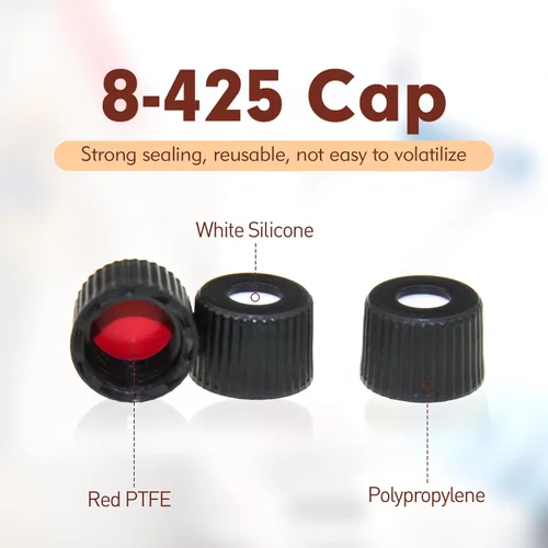 Vista 3 de ALWSCI Vial de HPLC de 0.31 fl oz y 0.315 pulgadas, vial de muestras de borosilicato con graduación, vial roscado de rosca tipo 8-425, tapón