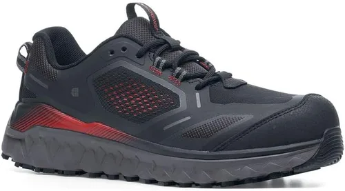 Vista 3 de Shoes for Crews Bridgetown - Zapatos de trabajo antideslizantes para hombre, resistentes al agua, puntera suave y nanocompuesta, color negro