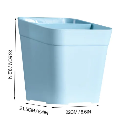 Vista 2 de Zerodeko Cubo de basura de cocina de doble compartimento, 2 compartimentos, cesta de basura de plástico para oficina en casa, color azul
