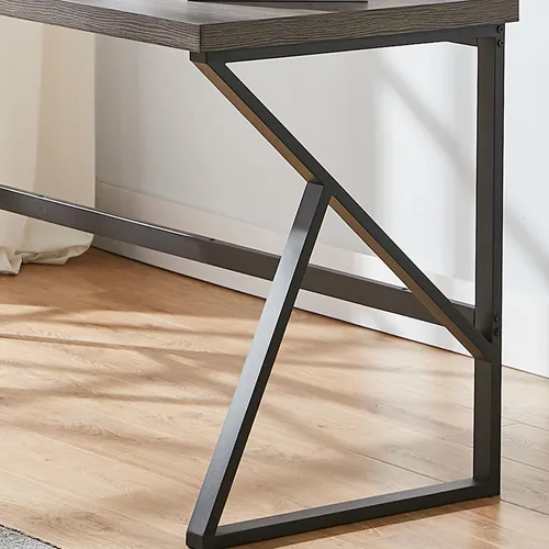 Vista 5 de HSH Escritorio para oficina en casa, escritorio industrial de metal y madera para computadora para PC, portátil, trabajo, escritura, estudio