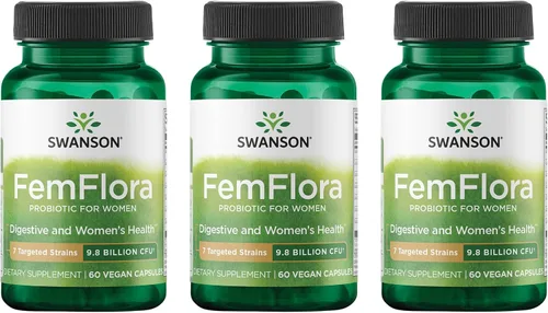 Vista 8 de Swanson FemFlora - Probiótico para mujer para apoyo a la salud digestiva, urinaria y vaginal femenina, con 9 mil millones de UFC por cápsula
