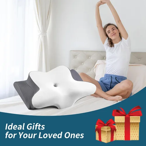 Vista 7 de Almohada Cervical de Cuello - Almohada de Cama Ergonómica para Alivio del Dolor de Cuello, Almohada Ortopédica de Contorno para Dormir de Lado
