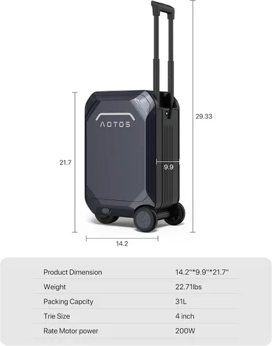 Vista 9 de Smart Equipaje manejable equipaje de mano con ruedas enrollables, 22 x 14 x 9-TSA, carcasa rígida de 22 pulgadas aprobada por aerolíneas, maleta