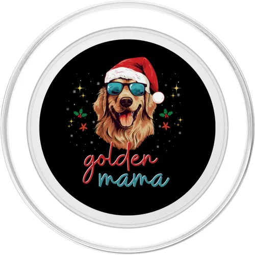 Vista 2 de Golden Retriever Mama con sombrero de Santa y gafas de sol de Navidad PopSockets MagSafe PopGrip para iPhone