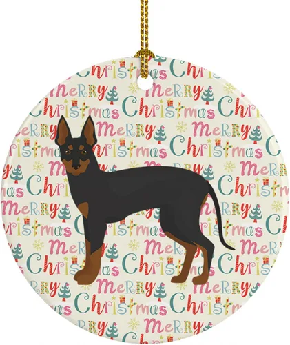 Vista 29 de Caroline's Treasures Abyssinian Sand Terrier - Adorno de cerámica para colgar en el árbol de Navidad, para el hogar, Navidad, fiestas, regalo, 3