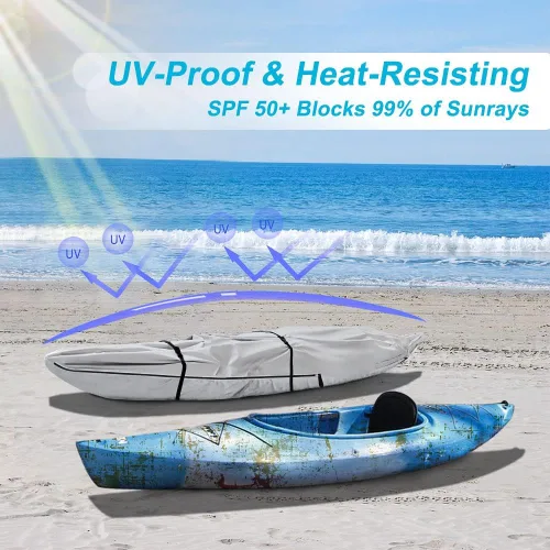 Vista 4 de Funda remolcable resistente a la decoloración y al desgarro con cremallera impermeable, grado marino 600D, resistente al agua, para kayak de 12