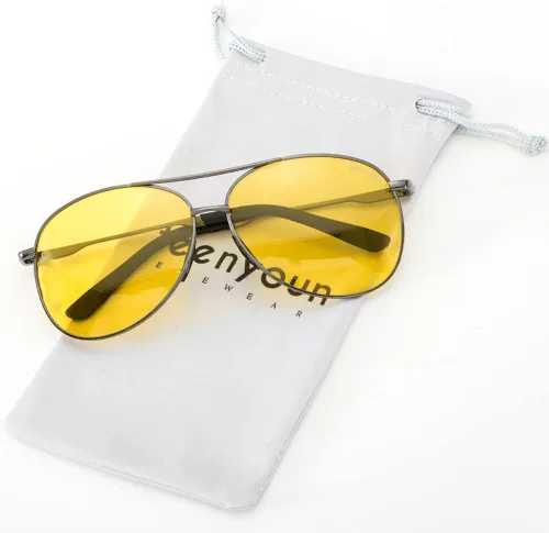 Vista 2 de teenyoun Gafas de sol de aviador para hombres y mujeres, 100% protección UV, lentes de sol polarizados