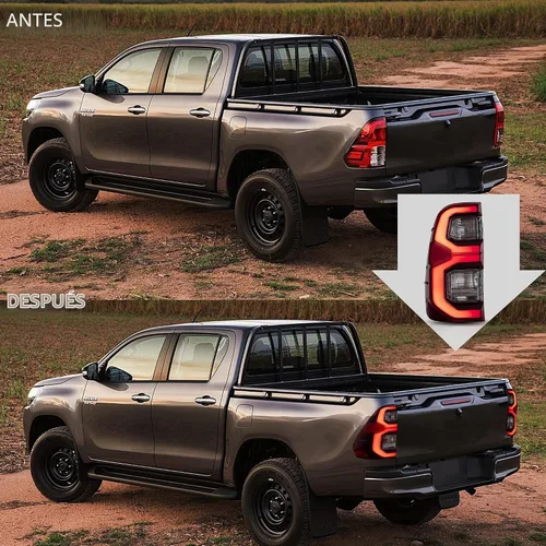Vista 4 de VLAND Conjunto de luces traseras para Toyota Hilux 2015-2020 Base, Chasis, Doble Cab, SR, DLX (no para Tonka), lámpara trasera con DRL, señal