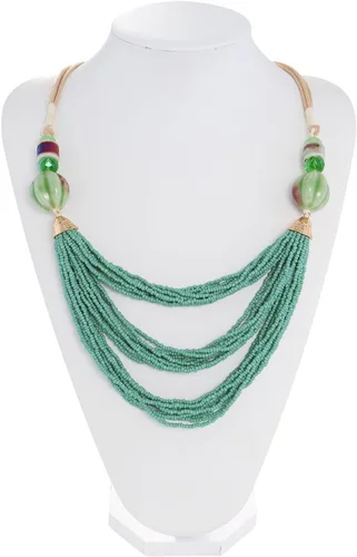 Vista 3 de Bocar Collar para mujer, collar largo de cuentas de varias capas, collar hecho a mano, collar de cadena de eslabones largos, regalo de joyería