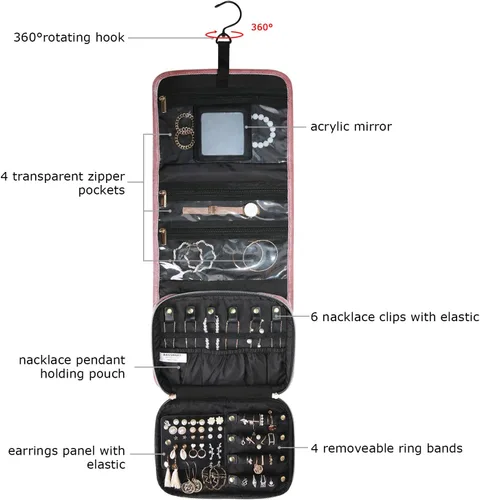 Vista 4 de BAGSMART - Organizador de terciopelo para joyas anillos collares pulseras aretes