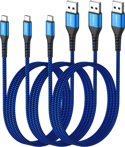 Vista 9 de SUNGUY Cable micro USB corto de 6 pulgadas, paquete de 3, cable USB a micro USB de 0.5 pies, cable de transferencia de datos USB 2.0 trenzado