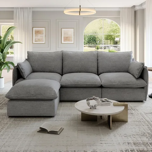 Vista 43 de Sofás modulares de 69.2 pulgadas para sala de estar, respaldo alto impermeable, sofá modular con relleno de plumón, sofá biplaza convertible