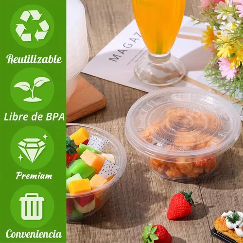 Vista 3 de Xinnun - Paquete de 50 cuencos de plástico transparente de 16.9 onzas